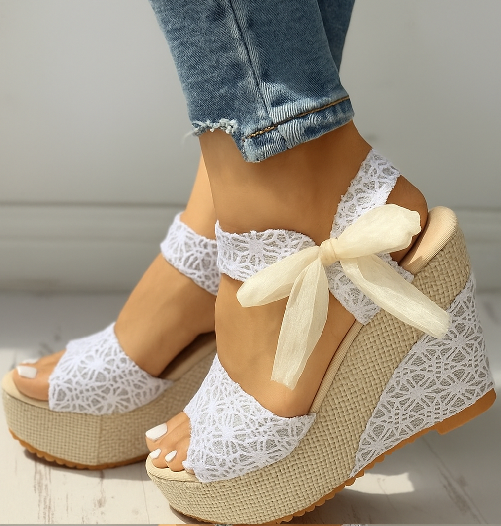 Siena Lace-Up Wedge Sandals – Platform Summer Heels
