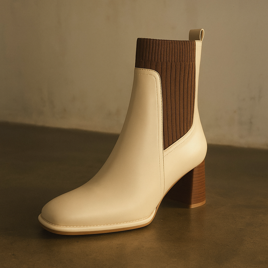 Livia Leather Knit Ankle Boots