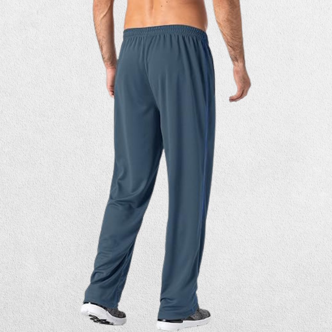 GPW Men’s Lightweight Loose Fit Open Bottom Mesh Athletic Trousers with Zipper Pockets