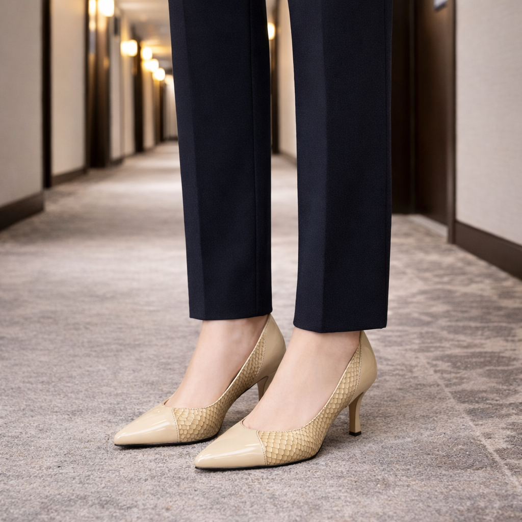 Isabella Snake-Embossed Heel