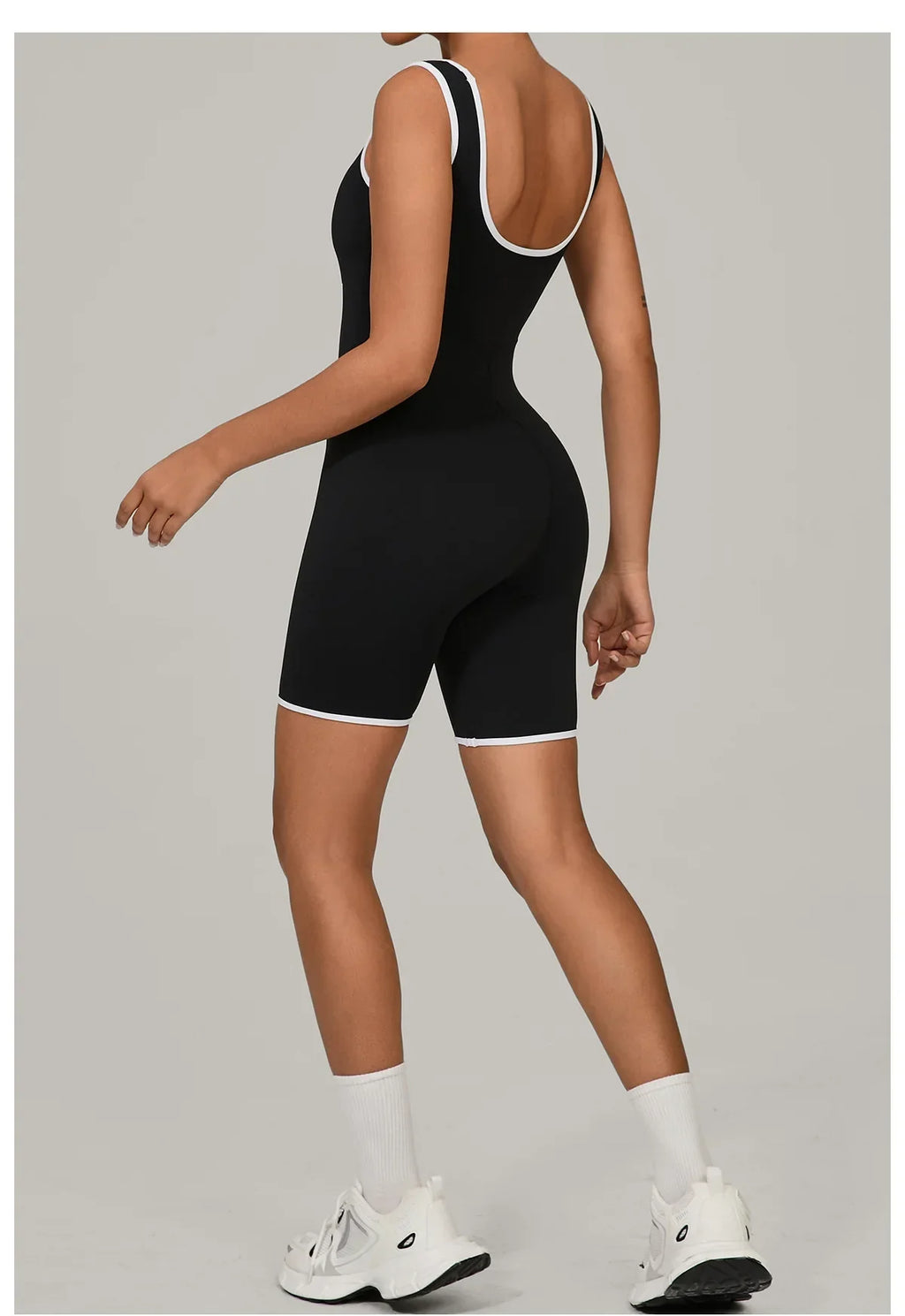 Women Color Blocked Yoga Jumpsuit Sleeveless Romper Elastic Quick Drying Fitness Workout Sportswear One-Piece Short Yoga Clothes