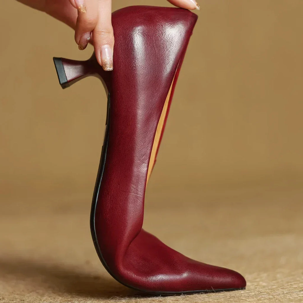 Livia Genuine Leather Pointed-Toe Pumps