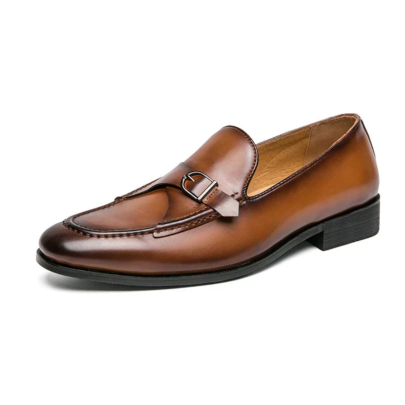 Alessandro Orthopedic Monk Loafers – Men’s Genuine Leather Dress Shoes
