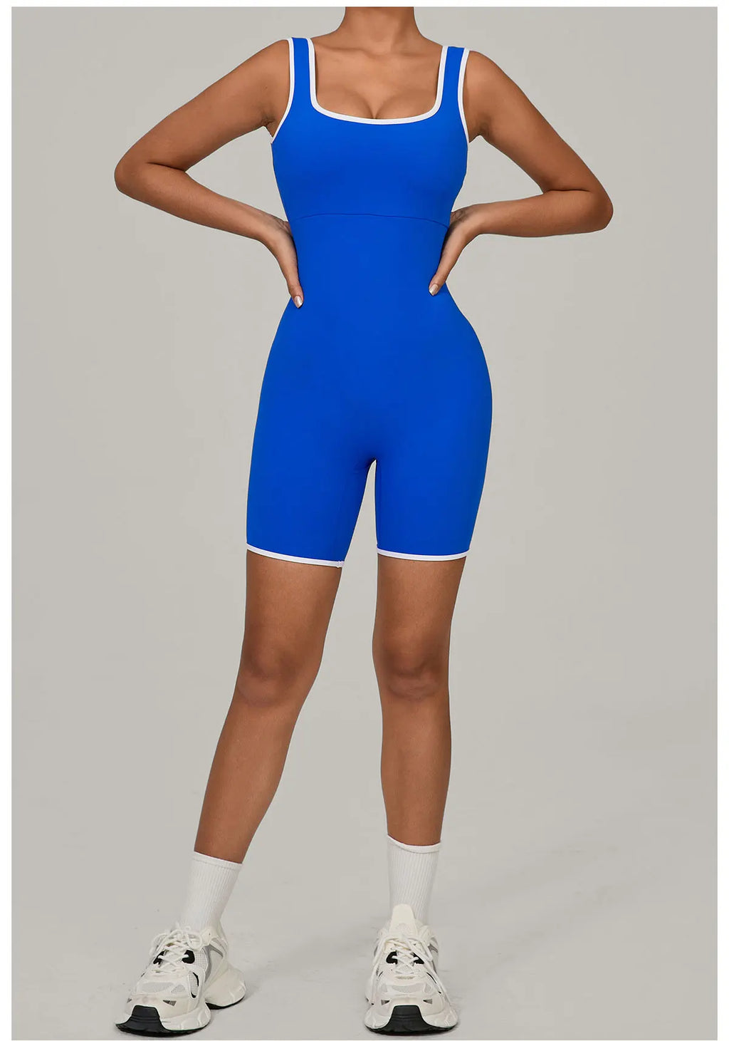 Women Color Blocked Yoga Jumpsuit Sleeveless Romper Elastic Quick Drying Fitness Workout Sportswear One-Piece Short Yoga Clothes