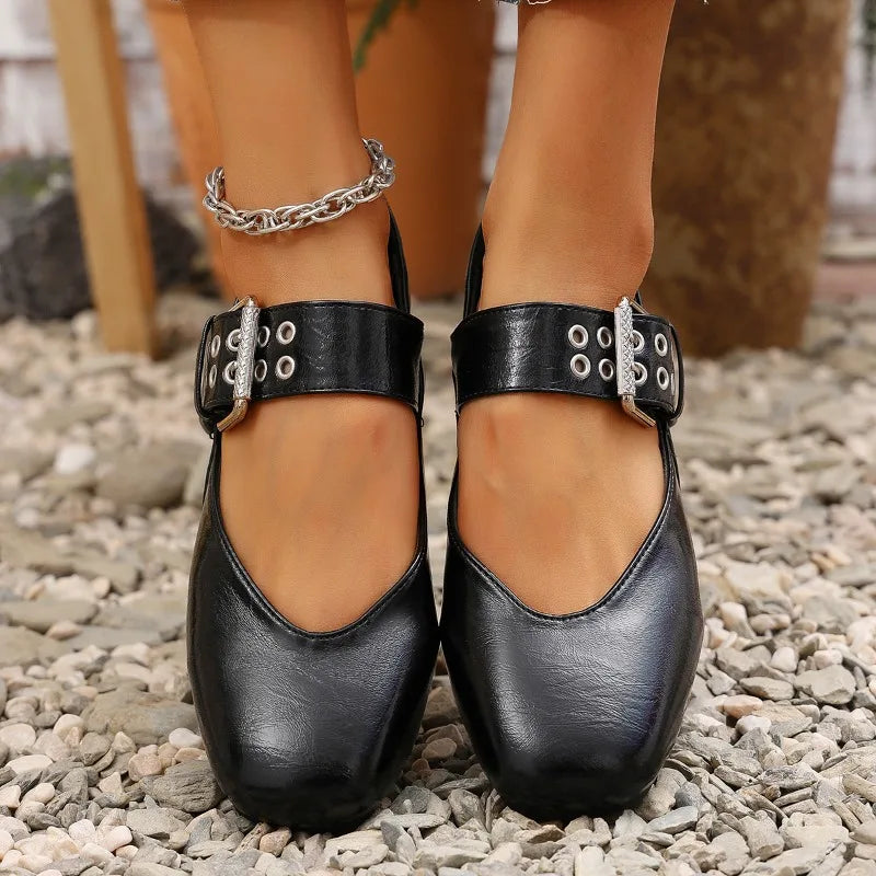 Lena Square-Toe Mary Jane Flats