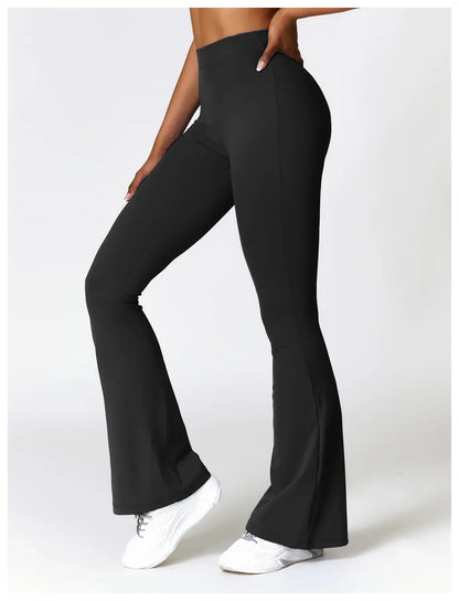 V-shaped Hip Yoga Pants Flare Leggings Women High Waist Wide Leg Pants Women Gym Fitness Sports Flared Pant Dance Trousers
