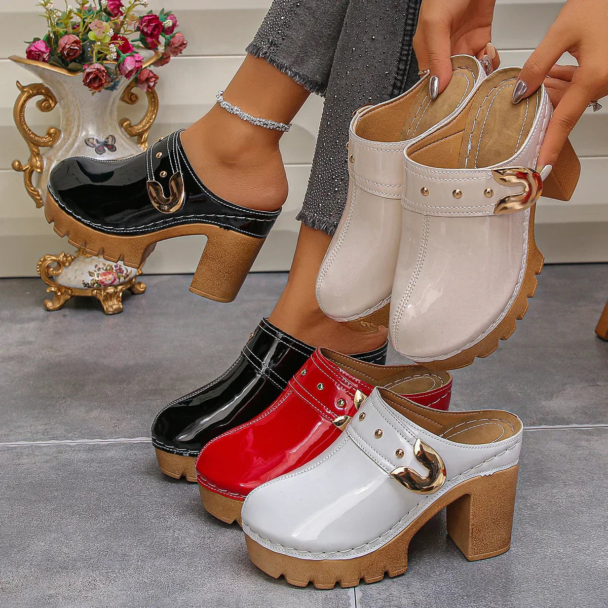 Rosalia Pearl Platform Mules