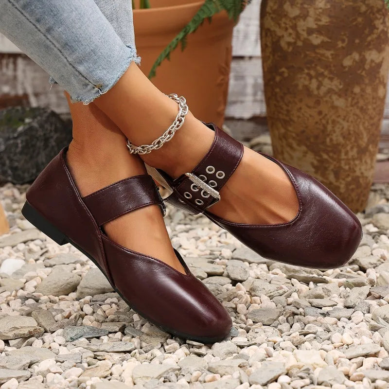 Lena Square-Toe Mary Jane Flats