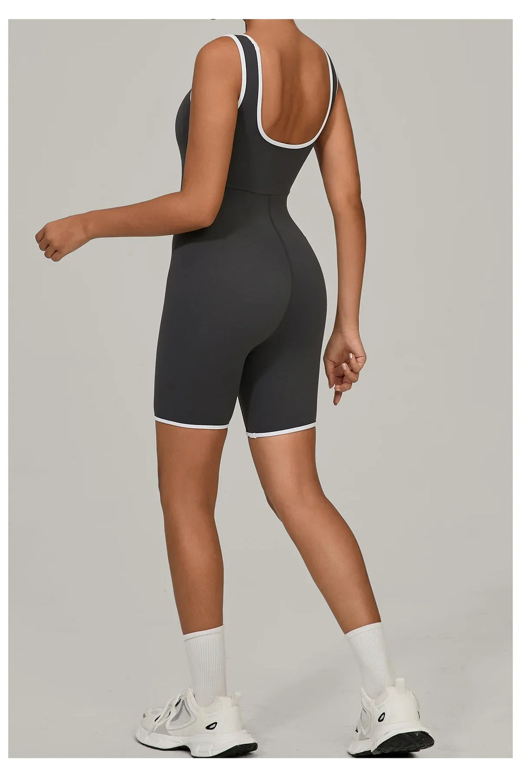 Women Color Blocked Yoga Jumpsuit Sleeveless Romper Elastic Quick Drying Fitness Workout Sportswear One-Piece Short Yoga Clothes