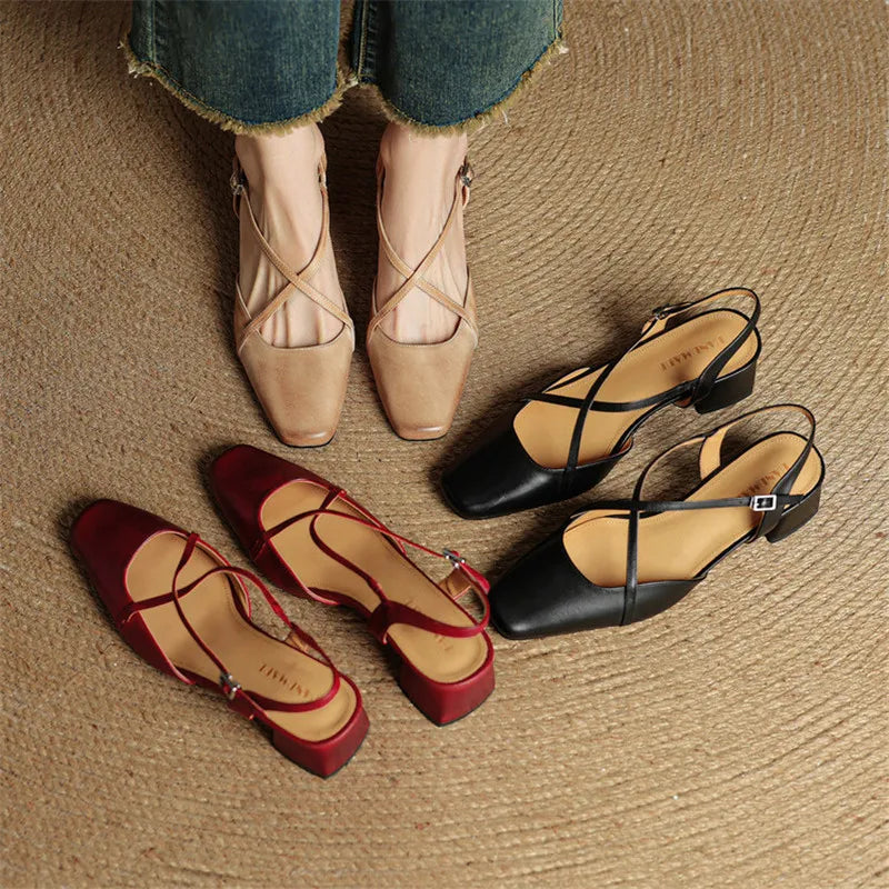 Elena Leather Slingback Sandals