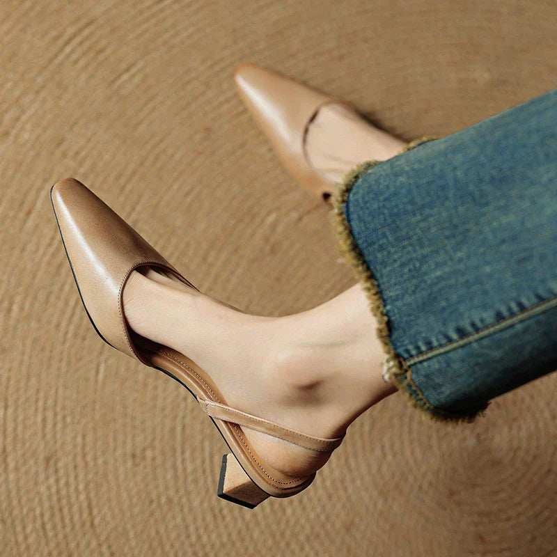 Mara Genuine Leather Slingback Pumps