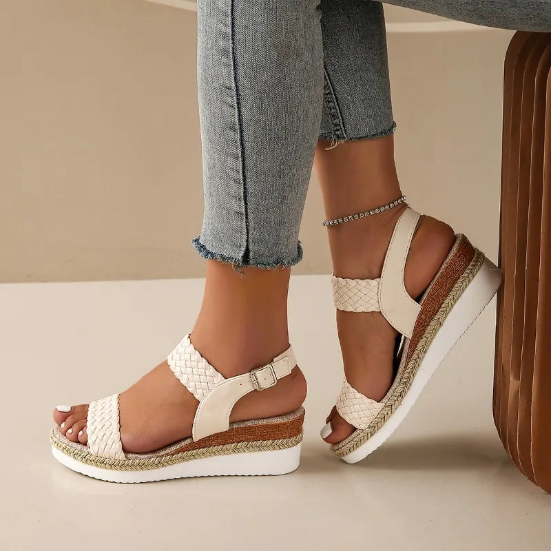Saphir Woven Comfort Sandals – Women’s Braided Platform Slip-Ons