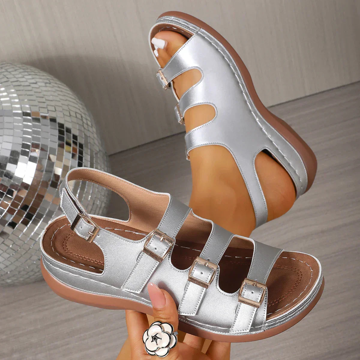 Alina Triple Strap Wedge
