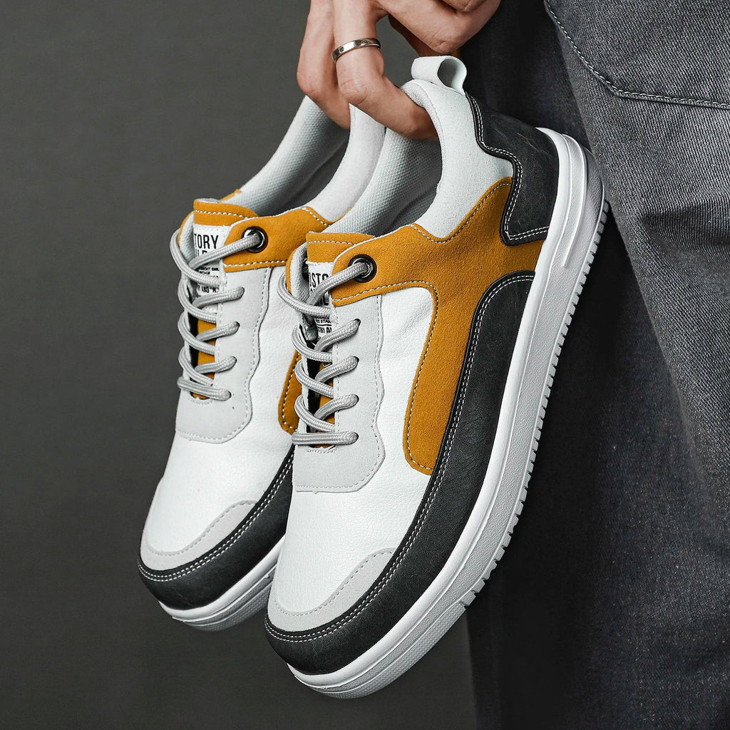 Matteo Leather Canvas Sneakers – Lightweight Breathable Fit for Men