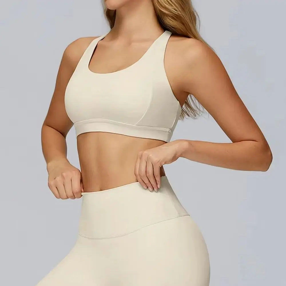 Women Tops Back Cross Strap Tank Top Push Up Underwear Running Sports Bra Breathable Soft Fitness Beauty Solid Color Yoga Bra