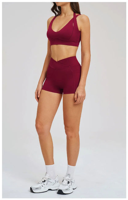 Sports Set 2 Pieces Shorts Gym Exercise Clothes Women's Yoga Suit Fitness Outfits Short Underwear Training Workout Tracksuit