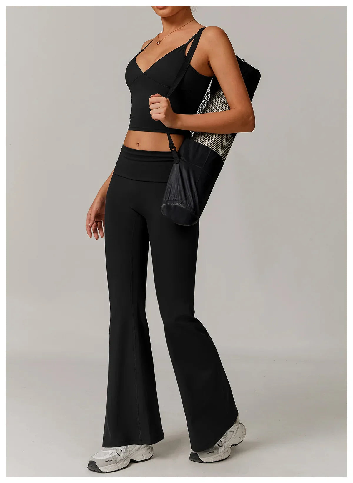 Flare Leggings Yoga Pants Women High Waist Wide Leg Yoga Pants Gym Sports Slim Flared Tights Pants Control Tummy Dance Trousers