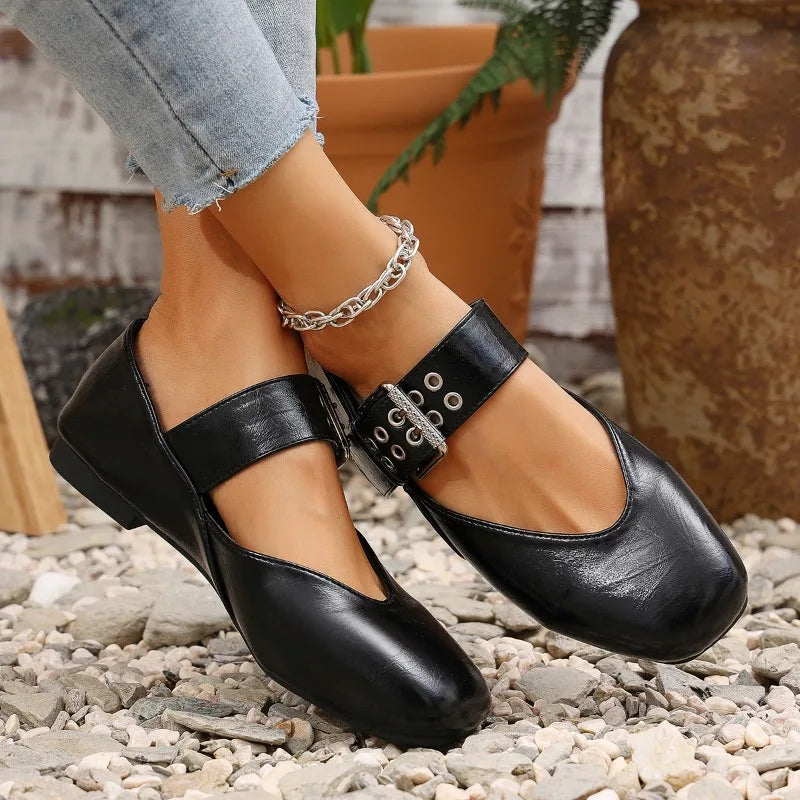 Lena Square-Toe Mary Jane Flats