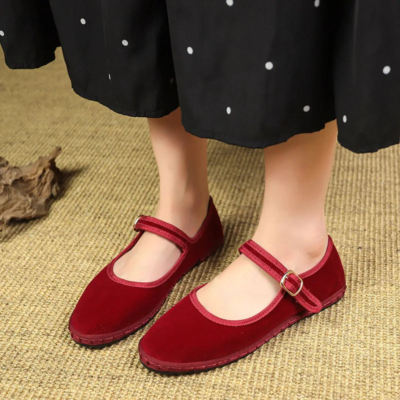 Mary Jane Velvet Flat