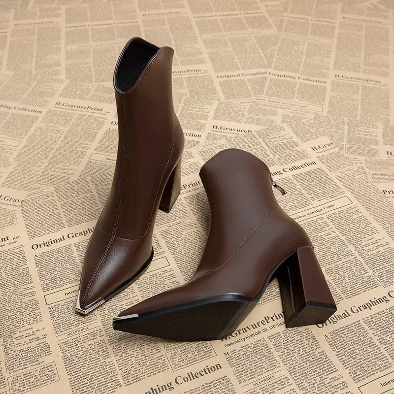 Emilia Chrome-Toe Ankle Boots