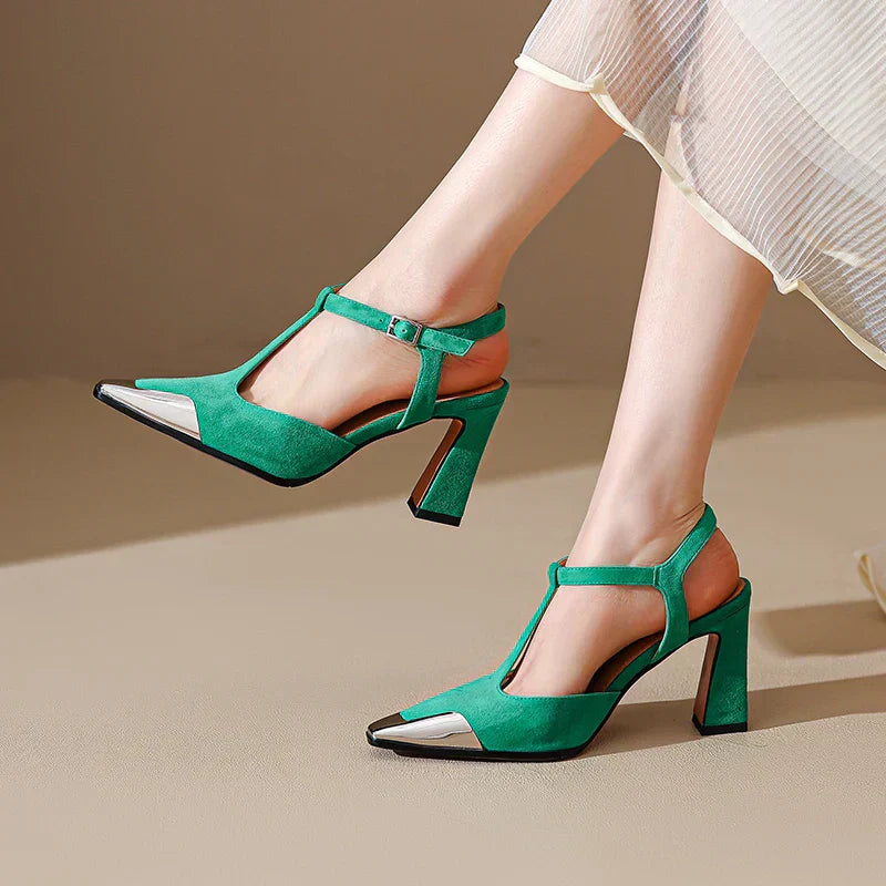 Lucia Leather T-Strap Pumps