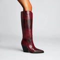 Clara Croc-Embossed High Boots
