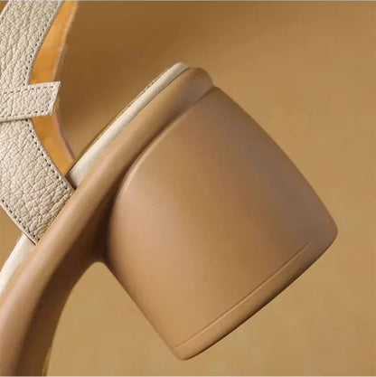 Nina Leather Sandals - Women’s Chunky Heel Summer Comfort
