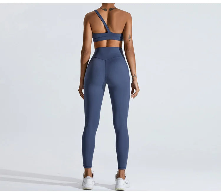 Women One Shoulder Sports Underwear Gym Top Bra Training Women Yoga Bra Stretch High Strength Workout Fitness Women Sports Vest