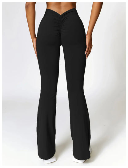 V-shaped Hip Yoga Pants Flare Leggings Women High Waist Wide Leg Pants Women Gym Fitness Sports Flared Pant Dance Trousers
