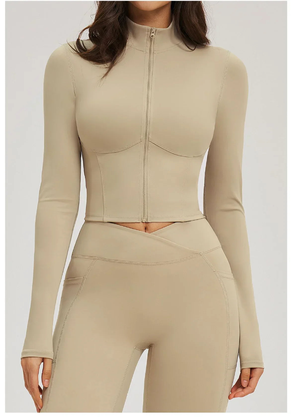 Yoga Long Sleeve Zipper Jacket Women Crop Tops T-shirts Solid Sports Top Running Shirts Sexy Quick Dry Fitness Gym Sport Wear