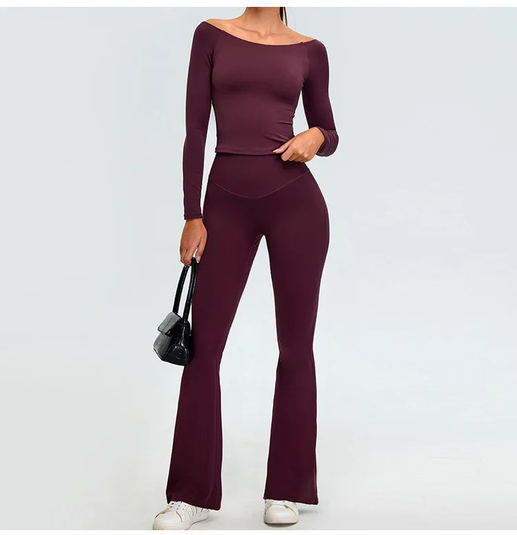Yoga Set Women's Tracksuit 2 Pieces Workout Sportswear Running Gym Clothing High Waist Leggings Fitness Long Sleeved Sports Suit