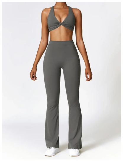 V-shaped Hip Yoga Pants Flare Leggings Women High Waist Wide Leg Pants Women Gym Fitness Sports Flared Pant Dance Trousers