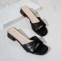 Riva Leather Slide Sandals – Square Heel Slippers in Summer Candy Tones