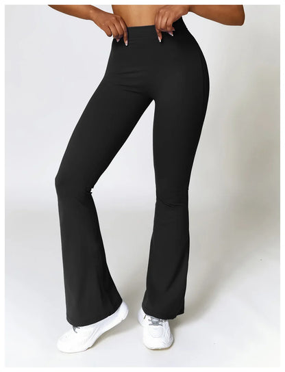 V-shaped Hip Yoga Pants Flare Leggings Women High Waist Wide Leg Pants Women Gym Fitness Sports Flared Pant Dance Trousers