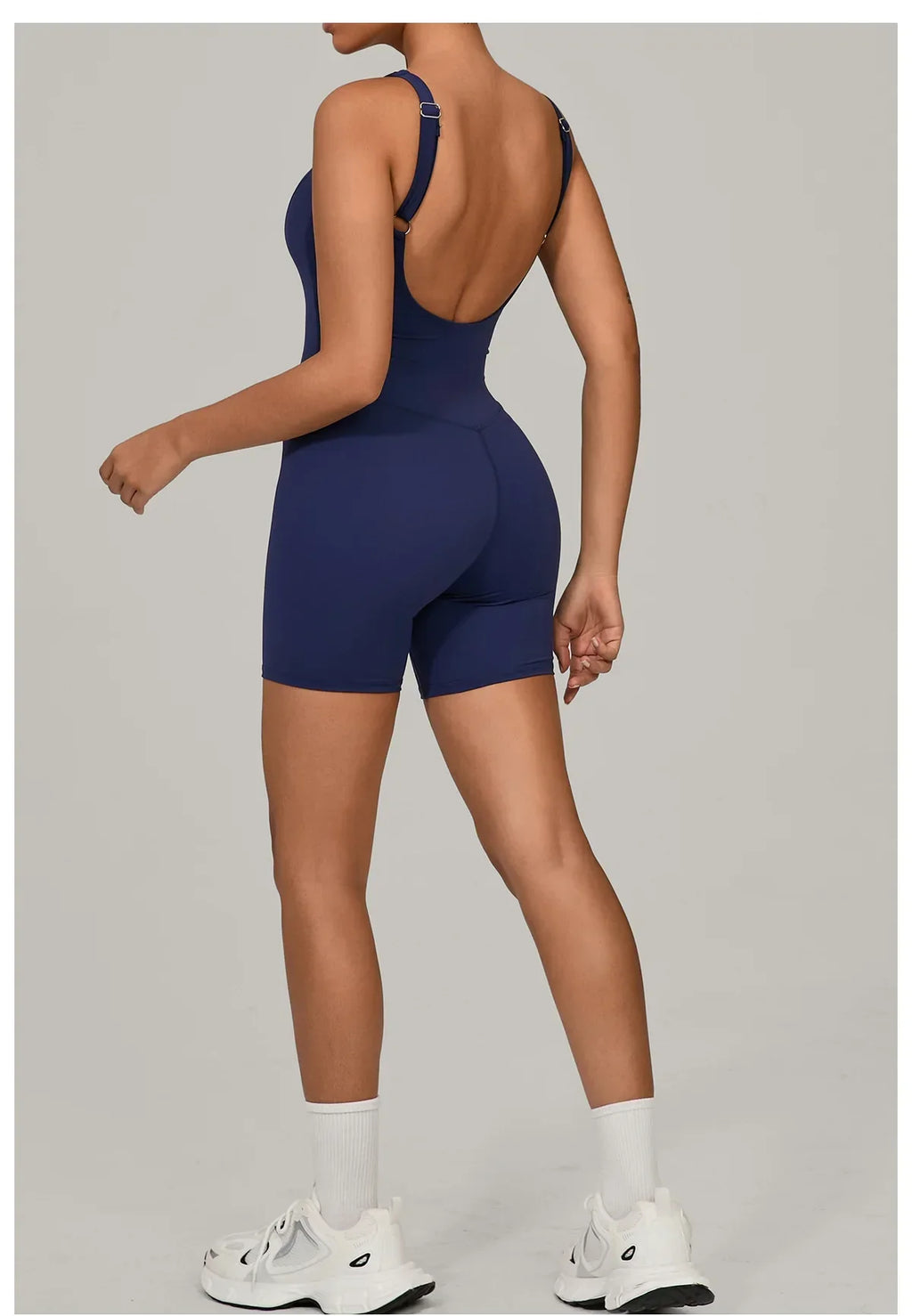 Women's Tracksuit Backless Workout Rompers Top Bodycon One Piece Halter Sleeveless Bodysuit Short Jumpsuits Push Up Sportswear