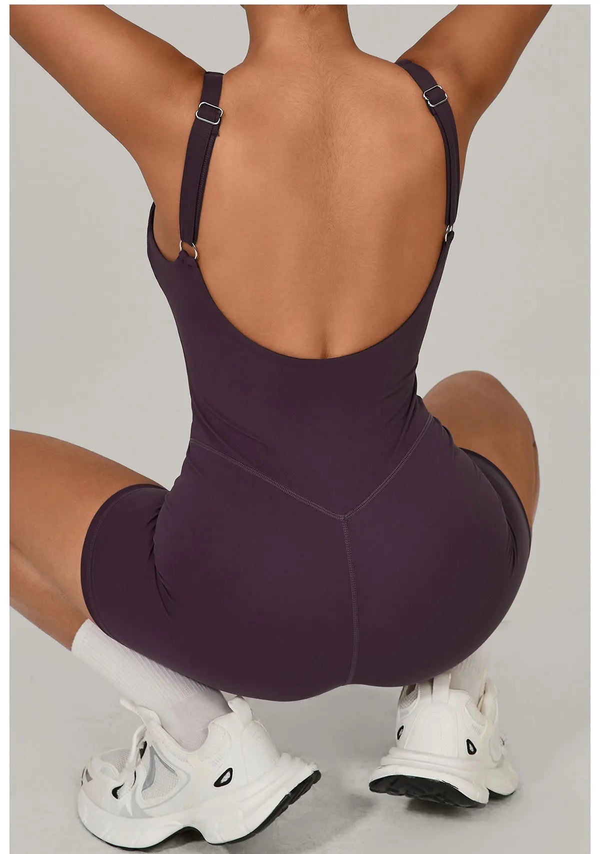 Women's Tracksuit Backless Workout Rompers Top Bodycon One Piece Halter Sleeveless Bodysuit Short Jumpsuits Push Up Sportswear