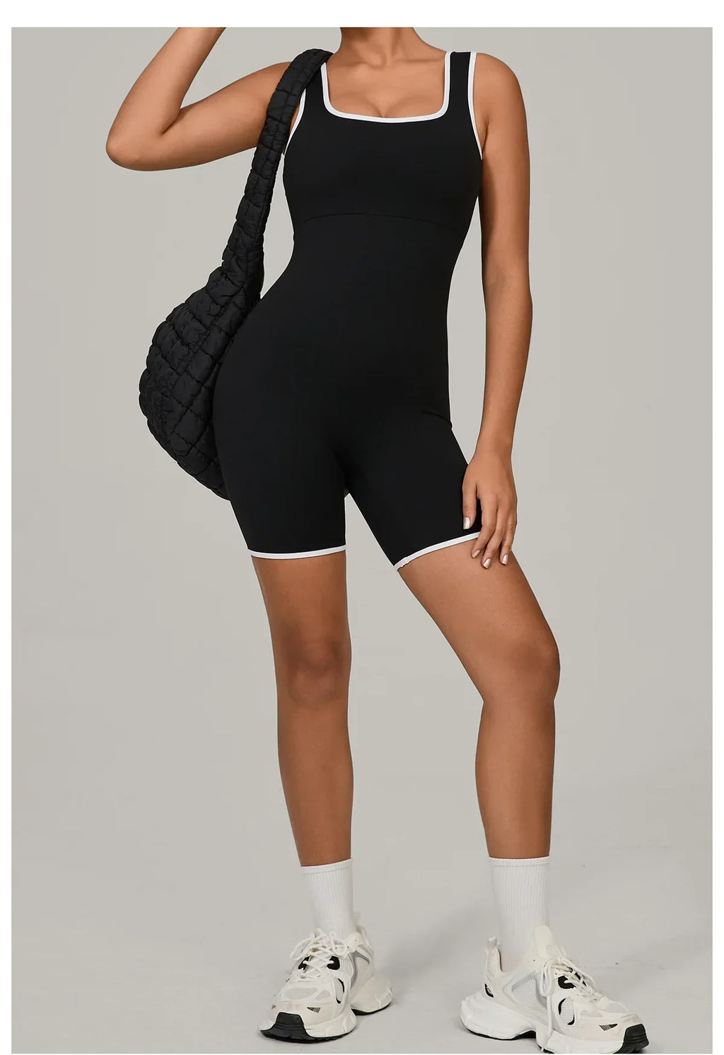 Women Color Blocked Yoga Jumpsuit Sleeveless Romper Elastic Quick Drying Fitness Workout Sportswear One-Piece Short Yoga Clothes