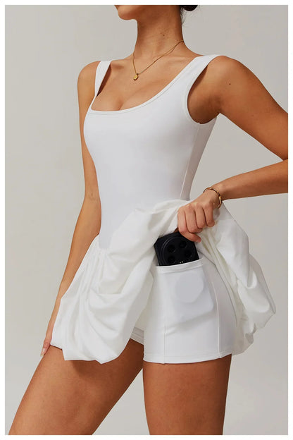 Rompers Women Yoga Jumpsuit Set Sexy Anti Glare One-Piece Jumpsuit Dance Ballet Sports Dress Gym Push up Running Tennis Sports