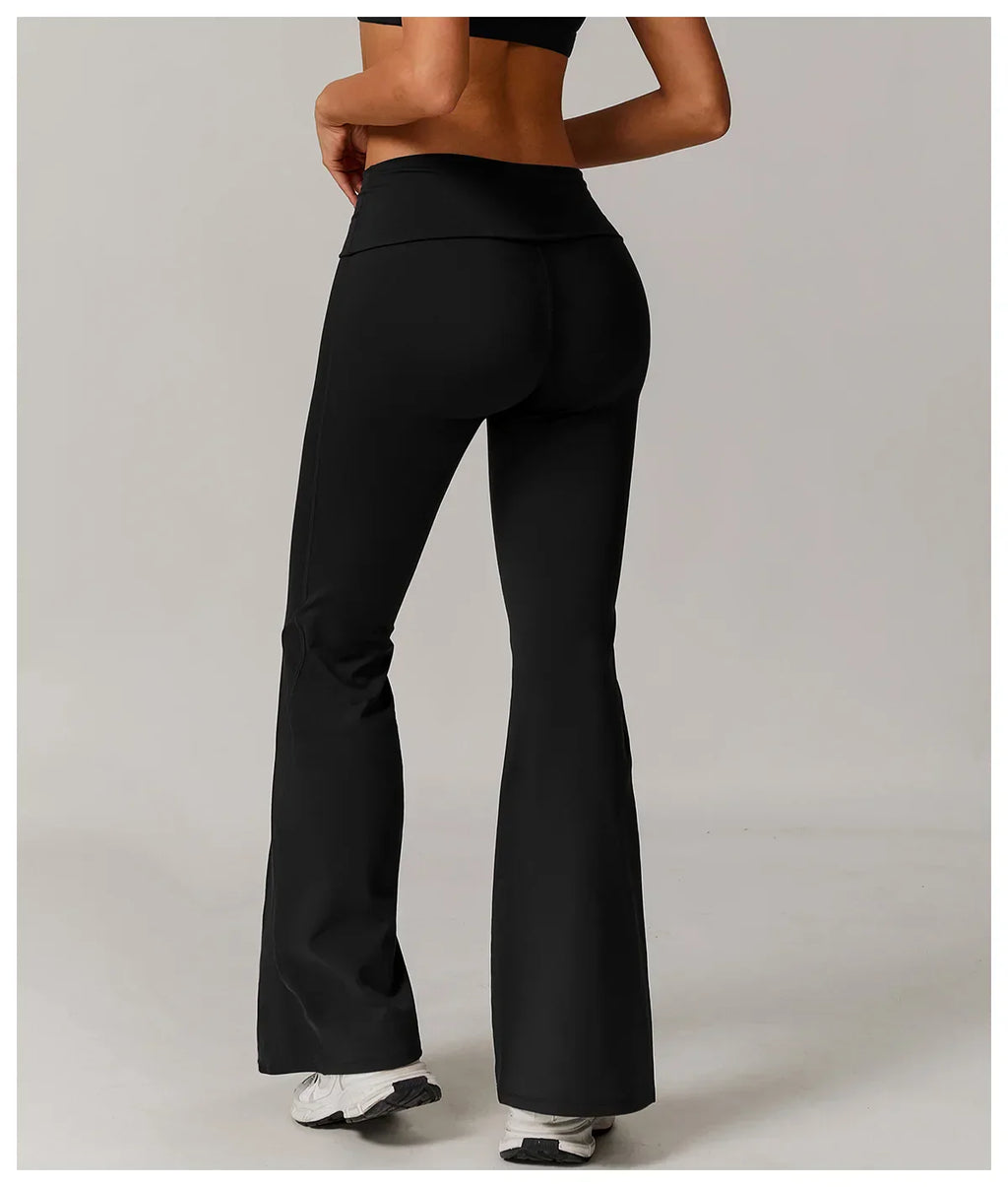 Flare Leggings Yoga Pants Women High Waist Wide Leg Yoga Pants Gym Sports Slim Flared Tights Pants Control Tummy Dance Trousers