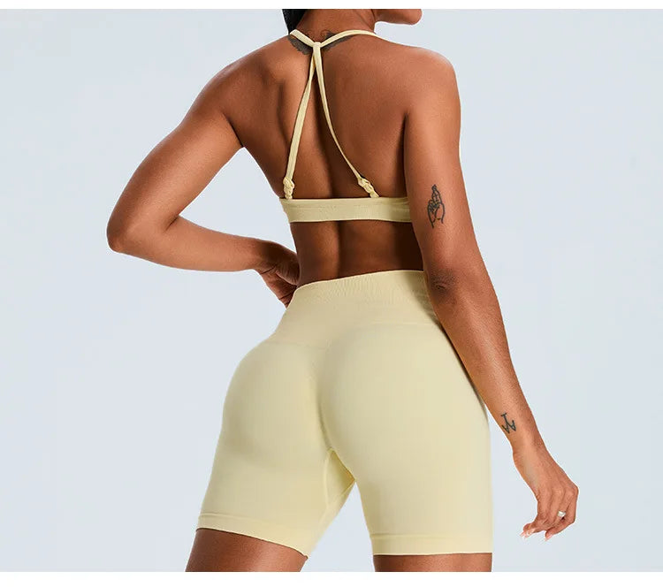 Women Sports Underwear Scrunch Push-up High Support Adjustable Thin Shoulder Strap Tank Fitness Top Seamless Workout Yoga Bras