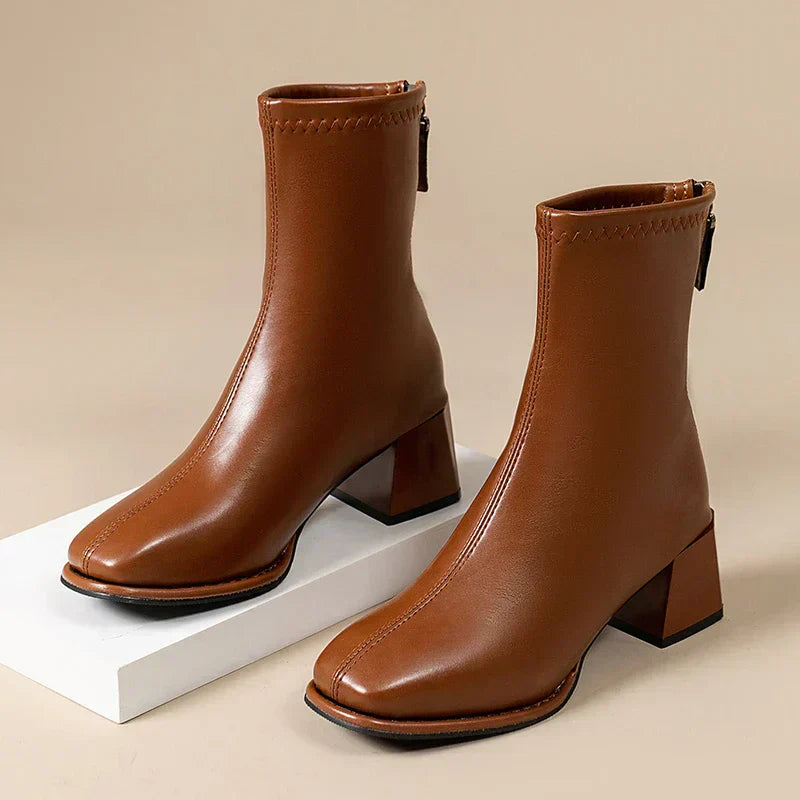 Isabella Square-Toe Ankle Boots
