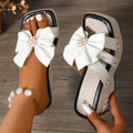 Aurora Bow Platform Sandals – Slip-Ons with Floral Accent