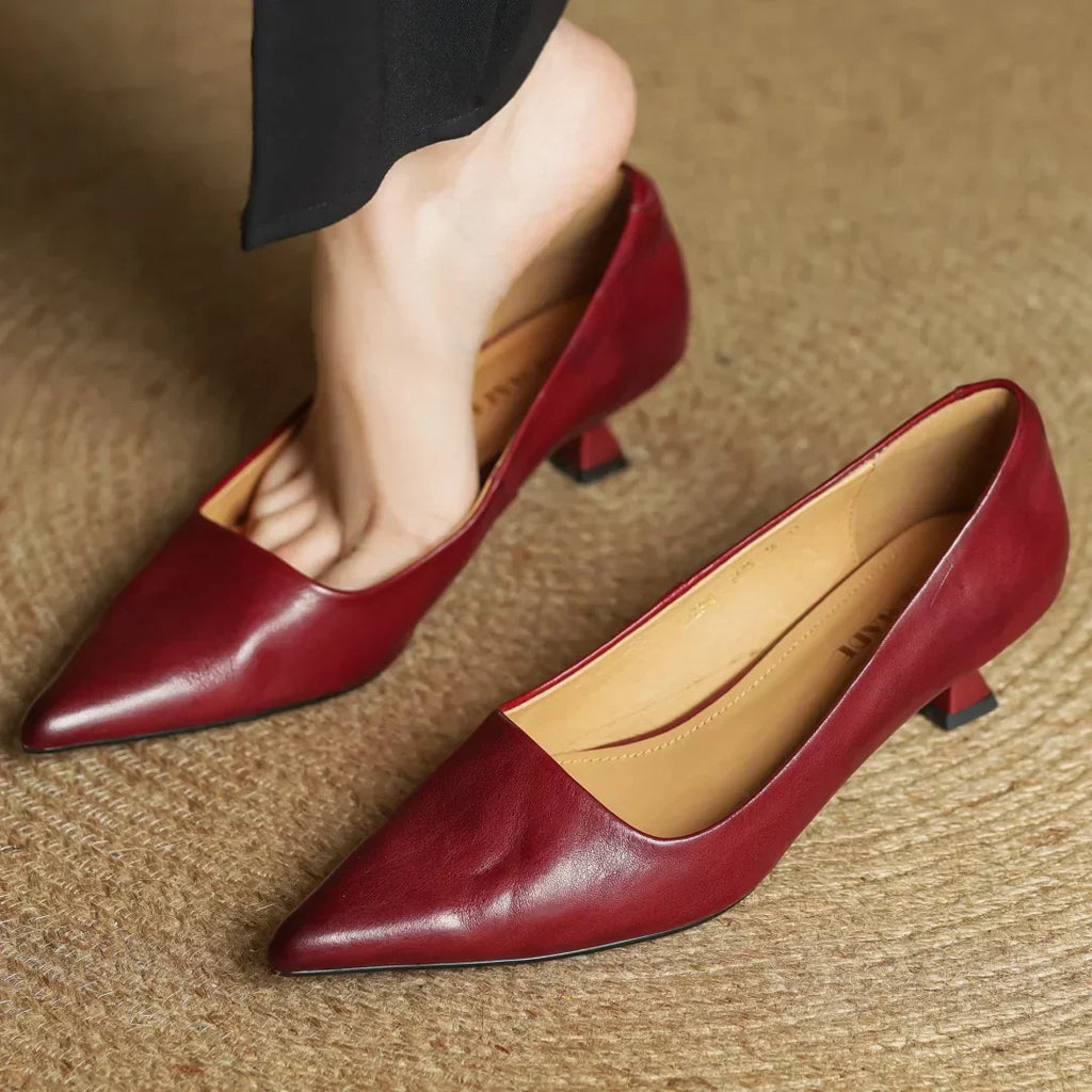 Livia Genuine Leather Pointed-Toe Pumps