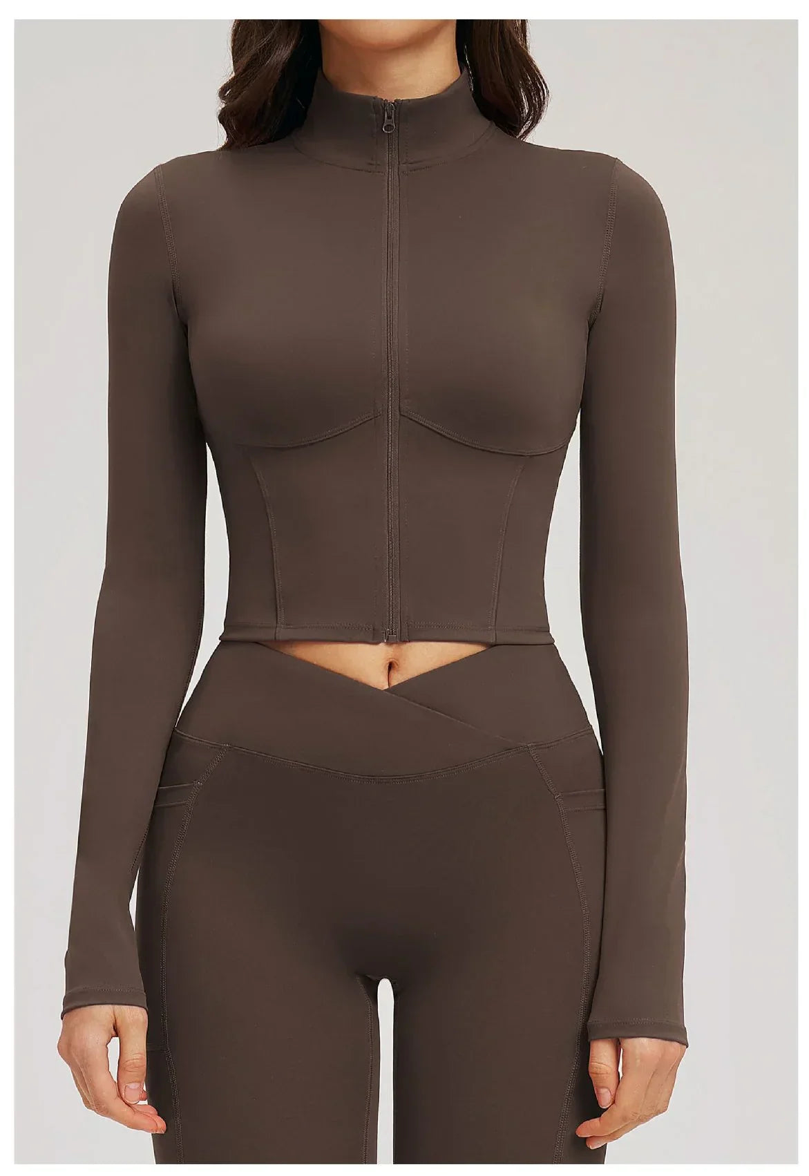 Yoga Long Sleeve Zipper Jacket Women Crop Tops T-shirts Solid Sports Top Running Shirts Sexy Quick Dry Fitness Gym Sport Wear