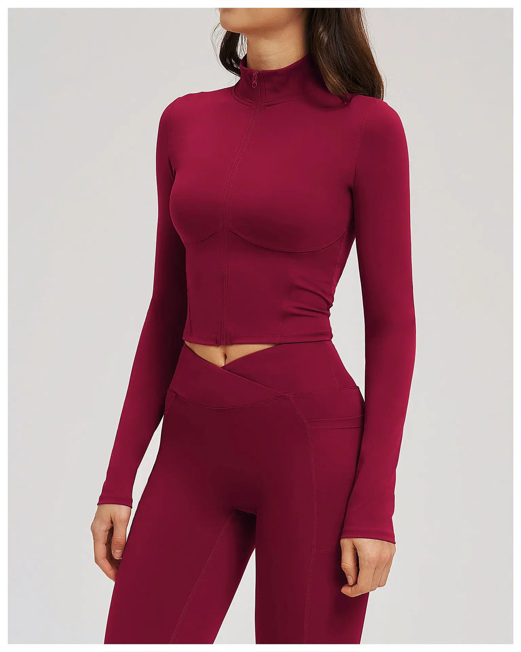 Yoga Long Sleeve Zipper Jacket Women Crop Tops T-shirts Solid Sports Top Running Shirts Sexy Quick Dry Fitness Gym Sport Wear