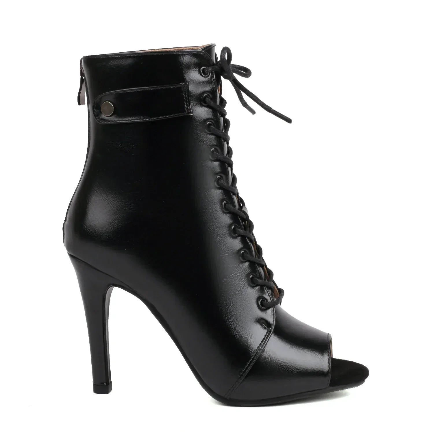 Mia Peep-Toe Stiletto Boots – Women’s Lace-Up Ankle Heels
