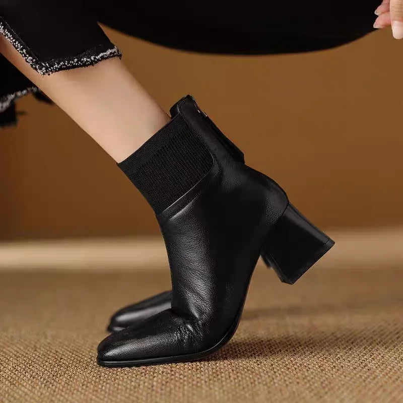 Allegra Knit-Cuff Square-Toe Mid Boots