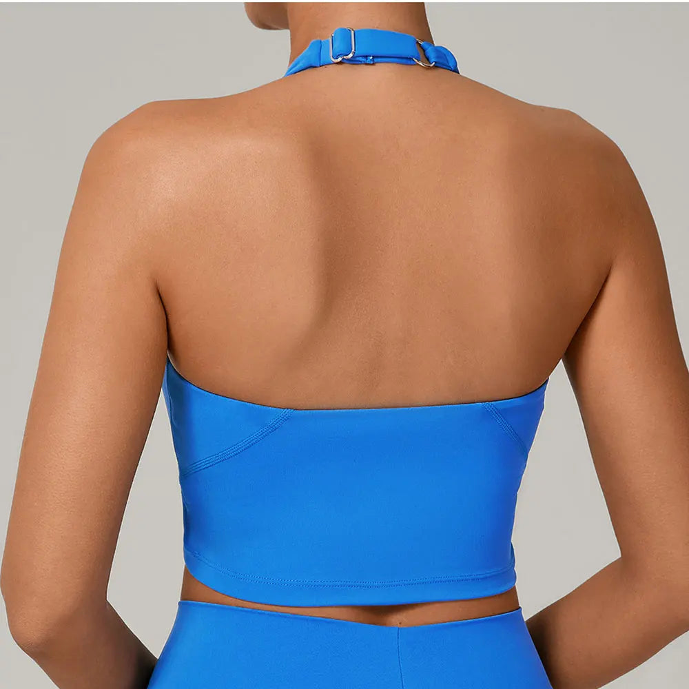 Sexy Impact Sports Bra Women Halter Top High Support Push-up Open Back Gym Bra Shockproof Running Fitness Yoga Workout Underwear