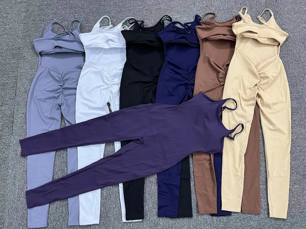 Workout Jumpsuit Sports Overalls Women Tracksuit Rompers Gym Clothing Running Fitness Suits Gym Short Sportswear Yoga Set