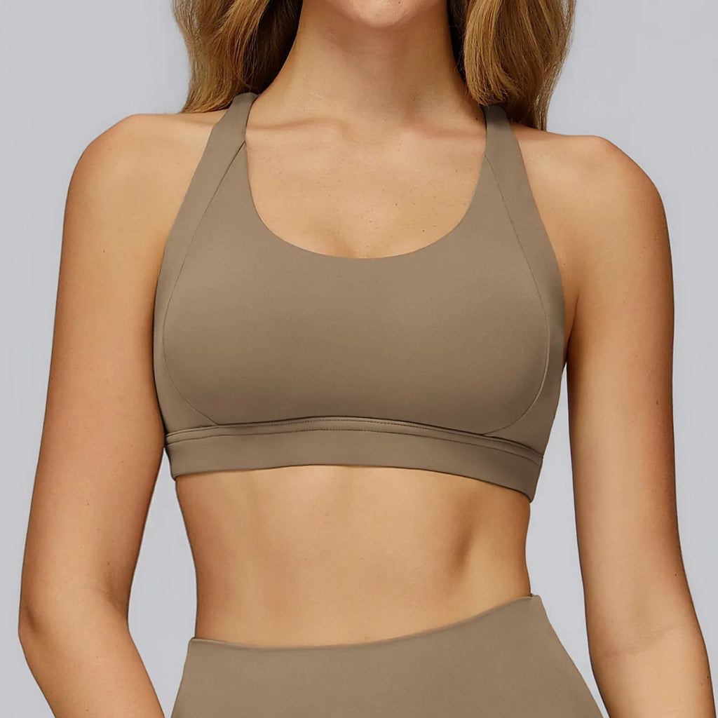 Women Tops Back Cross Strap Tank Top Push Up Underwear Running Sports Bra Breathable Soft Fitness Beauty Solid Color Yoga Bra